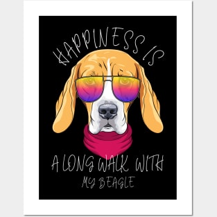 Happiness Is A Long Walk With My Beagle Posters and Art